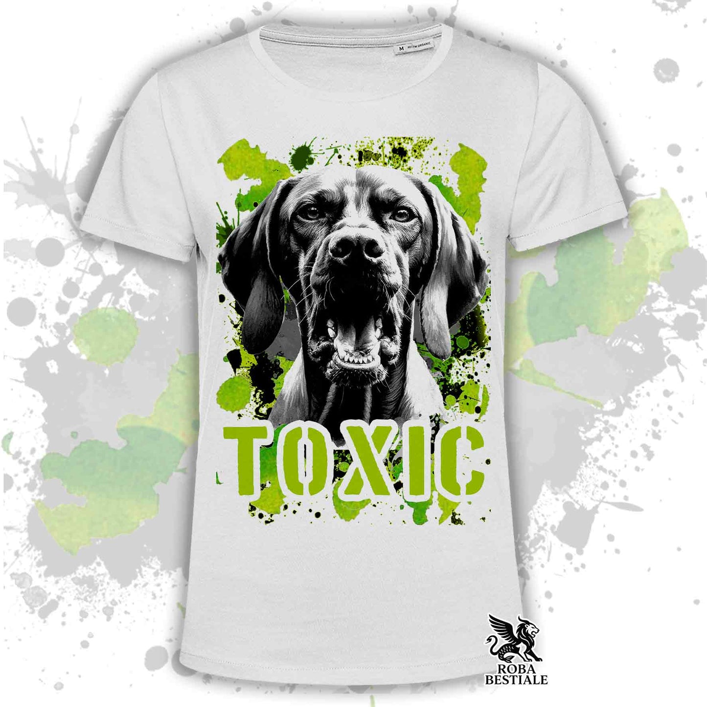 T-Shirt TOXIC - BRACCO UNGHERESE a Pelo Corto - VIZSLA - Bianca o Beige, da Uomo o da Donna - dalla XS alla 5XL