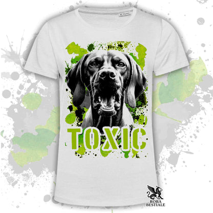 T-Shirt TOXIC - BRACCO UNGHERESE a Pelo Corto - VIZSLA - Bianca o Beige, da Uomo o da Donna - dalla XS alla 5XL