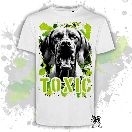 T-Shirt TOXIC - BRACCO UNGHERESE a Pelo Corto - VIZSLA - Bianca o Beige, da Uomo o da Donna - dalla XS alla 5XL