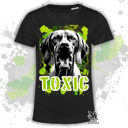 T-Shirt TOXIC - BRACCO UNGHERESE a Pelo Corto - VIZSLA - Bianca o Beige, da Uomo o da Donna - dalla XS alla 5XL