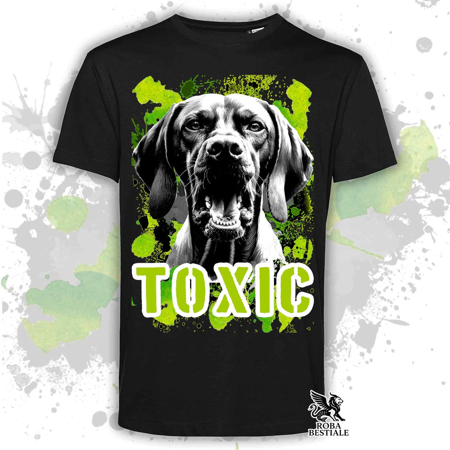 T-Shirt TOXIC - BRACCO UNGHERESE a Pelo Corto - VIZSLA - Bianca o Beige, da Uomo o da Donna - dalla XS alla 5XL