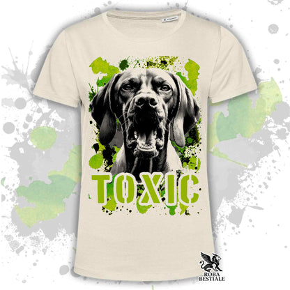T-Shirt TOXIC - BRACCO UNGHERESE a Pelo Corto - VIZSLA - Bianca o Beige, da Uomo o da Donna - dalla XS alla 5XL