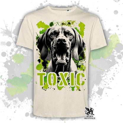 T-Shirt TOXIC - BRACCO UNGHERESE a Pelo Corto - VIZSLA - Bianca o Beige, da Uomo o da Donna - dalla XS alla 5XL