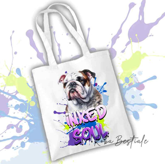 Shopper INKED SOUL - BULLDOG INGLESE Bianco & Tigrato