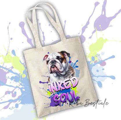 Shopper INKED SOUL - BULLDOG INGLESE Bianco & Tigrato
