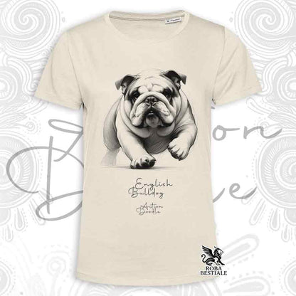 T-shirt ACTION DOODLE - BOULEDOGUE ANGLAIS - Blanc ou Beige, Homme ou Femme - du XS au 5XL