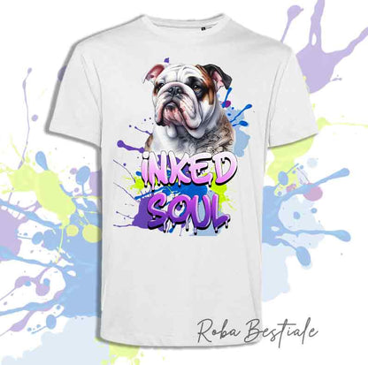 T-shirt INKED SOUL - BULLDOG ANGLAIS Blanc et Bringé