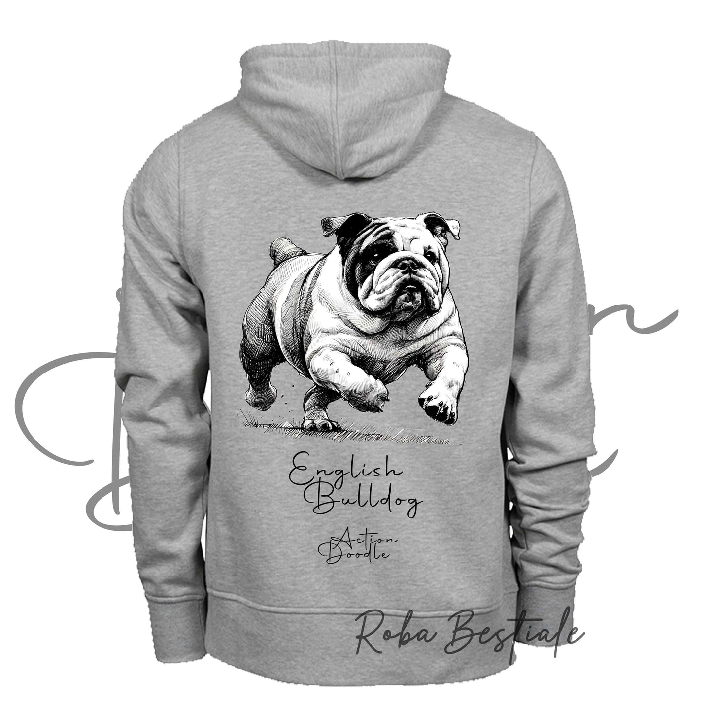 Felpa ACTION DOODLE - BULLDOG INGLESE 1 - Unisex - Grigia - dalla XS alla 3XL