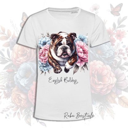 T-Shirt PEONY - BULLDOG INGLESE Bianco e Tigrato - Bianca, Uomo o Donna - dalla XS alla 5XL