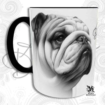 Tazza ACTION DOODLE - BULLDOG INGLESE - In Ceramica, con manico e interno colorato - 330 ml