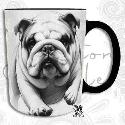 Tazza ACTION DOODLE - BULLDOG INGLESE - In Ceramica, con manico e interno colorato - 330 ml