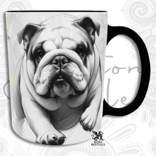 Tazza ACTION DOODLE - BULLDOG INGLESE - In Ceramica, con manico e interno colorato - 330 ml