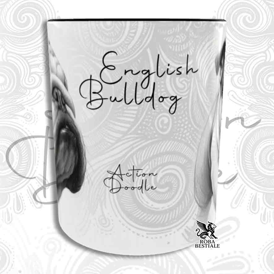 Tazza ACTION DOODLE - BULLDOG INGLESE - In Ceramica, con manico e interno colorato - 330 ml