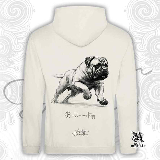 Felpa ACTION DOODLE - BULLMASTIFF - Con Cappuccio e Tasconi, diversi colori, Unisex - dalla XS alla 3XL