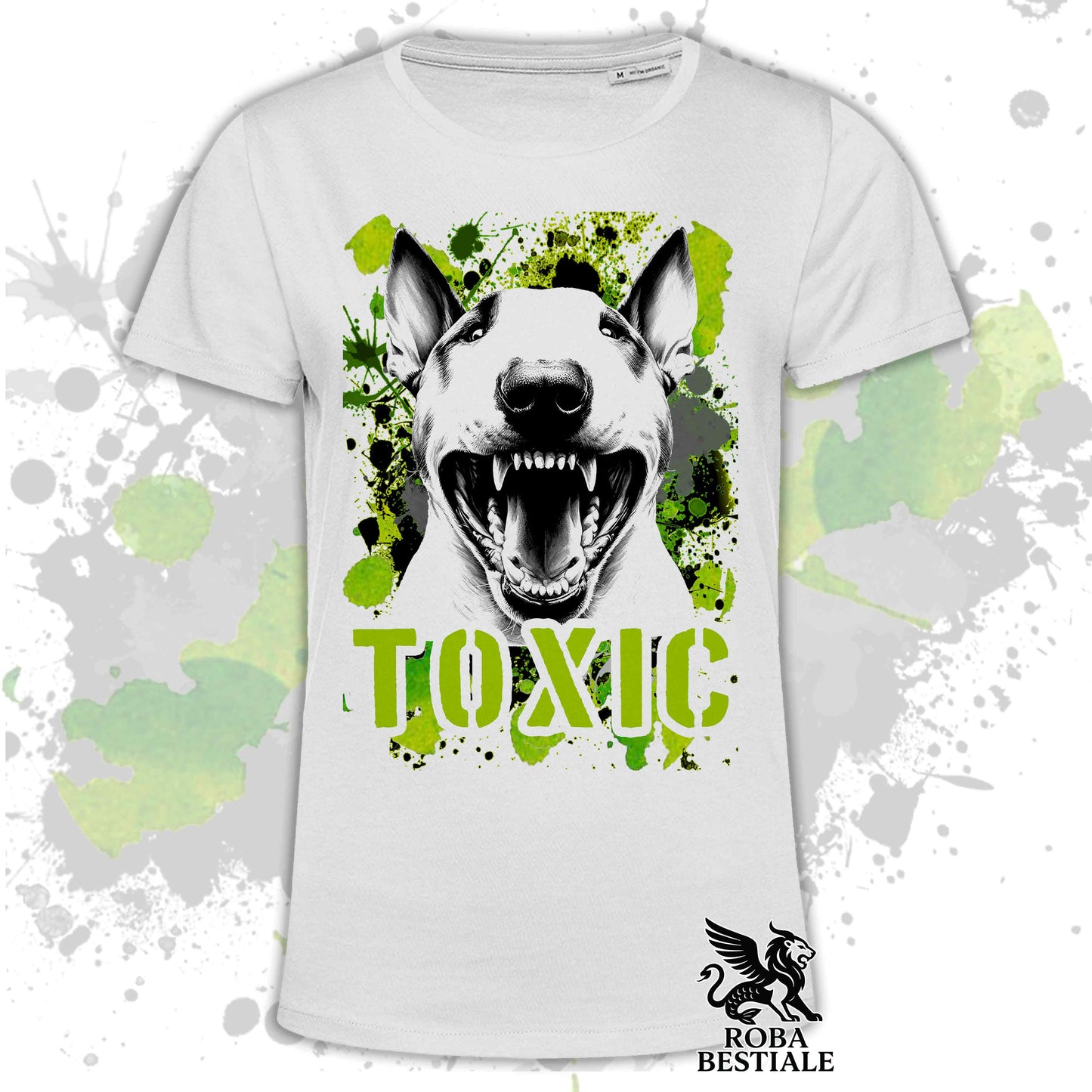 T-Shirt TOXIC - BULL TERRIER - White or Beige, for Men or Women - from XS to 5XL