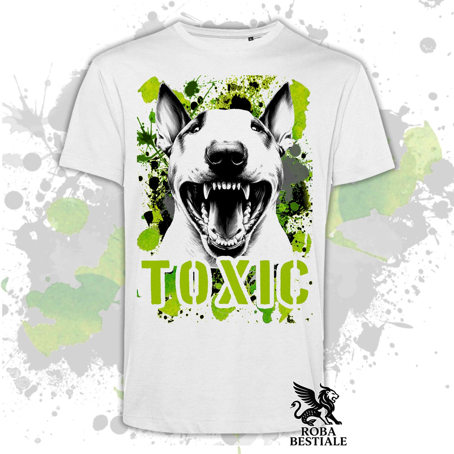 T-Shirt TOXIC - BULL TERRIER - White or Beige, for Men or Women - from XS to 5XL