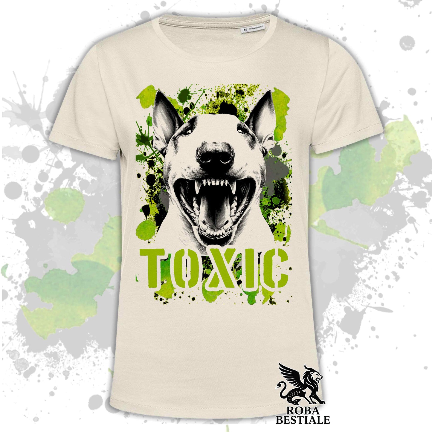 T-Shirt TOXIC - BULL TERRIER - White or Beige, for Men or Women - from XS to 5XL
