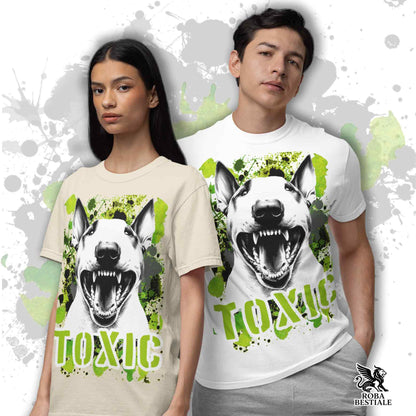 T-Shirt TOXIC - BULL TERRIER - White or Beige, for Men or Women - from XS to 5XL