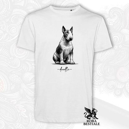 DOODLE T-Shirt - BULL TERRIER - White or Beige, Men's or Women's - from XS to 5XL