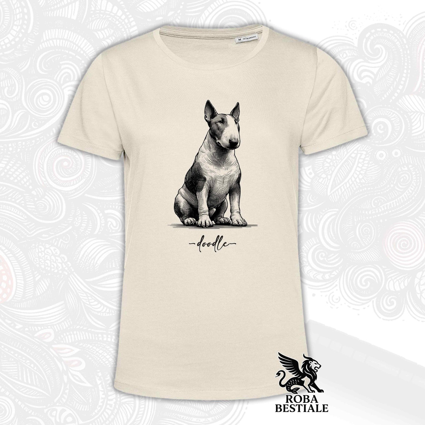 DOODLE T-Shirt - BULL TERRIER - White or Beige, Men's or Women's - from XS to 5XL