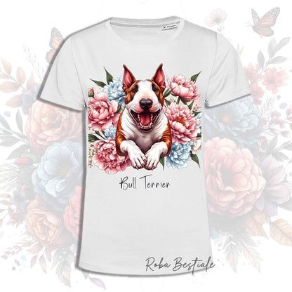 T-Shirt PEONY - BULL TERRIER Rosso - Bianca, Uomo o Donna - dalla XS alla 5XL