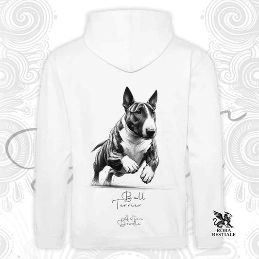 Felpa ACTION DOODLE - BULL TERRIER Tigrato - Con Cappuccio e Tasconi, diversi colori, Unisex - dalla XS alla 3XL