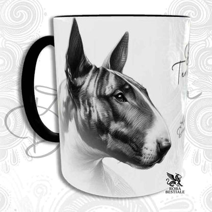 Tazza ACTION DOODLE - BULL TERRIER Tigrato - In Ceramica, con manico e interno colorato - 330 ml