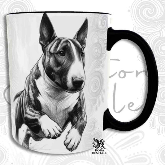 Tazza ACTION DOODLE - BULL TERRIER Tigrato - In Ceramica, con manico e interno colorato - 330 ml