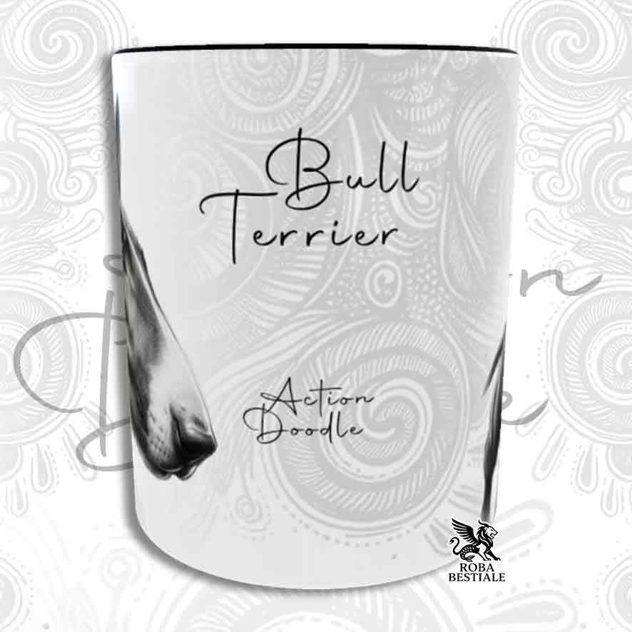 Tazza ACTION DOODLE - BULL TERRIER Tigrato - In Ceramica, con manico e interno colorato - 330 ml