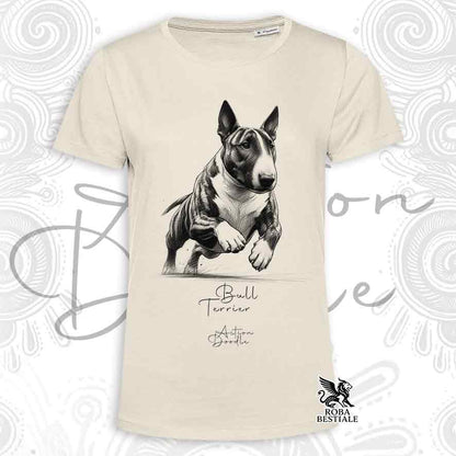 T-shirt ACTION DOODLE - BULL TERRIER Tigré - Blanche ou Beige, pour Homme ou pour Femme - du XS au 5XL