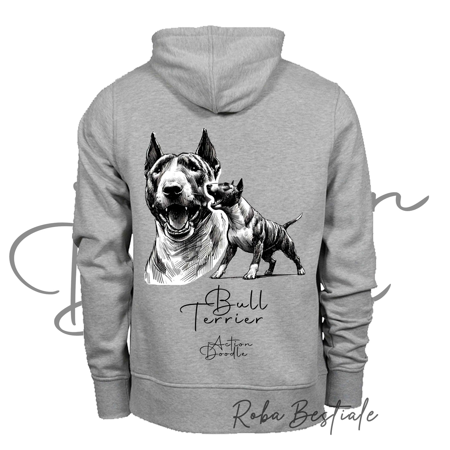 Felpa ACTION DOODLE - BULL TERRIER Tigrato 1 - Unisex - Grigia - dalla XS alla 3XL