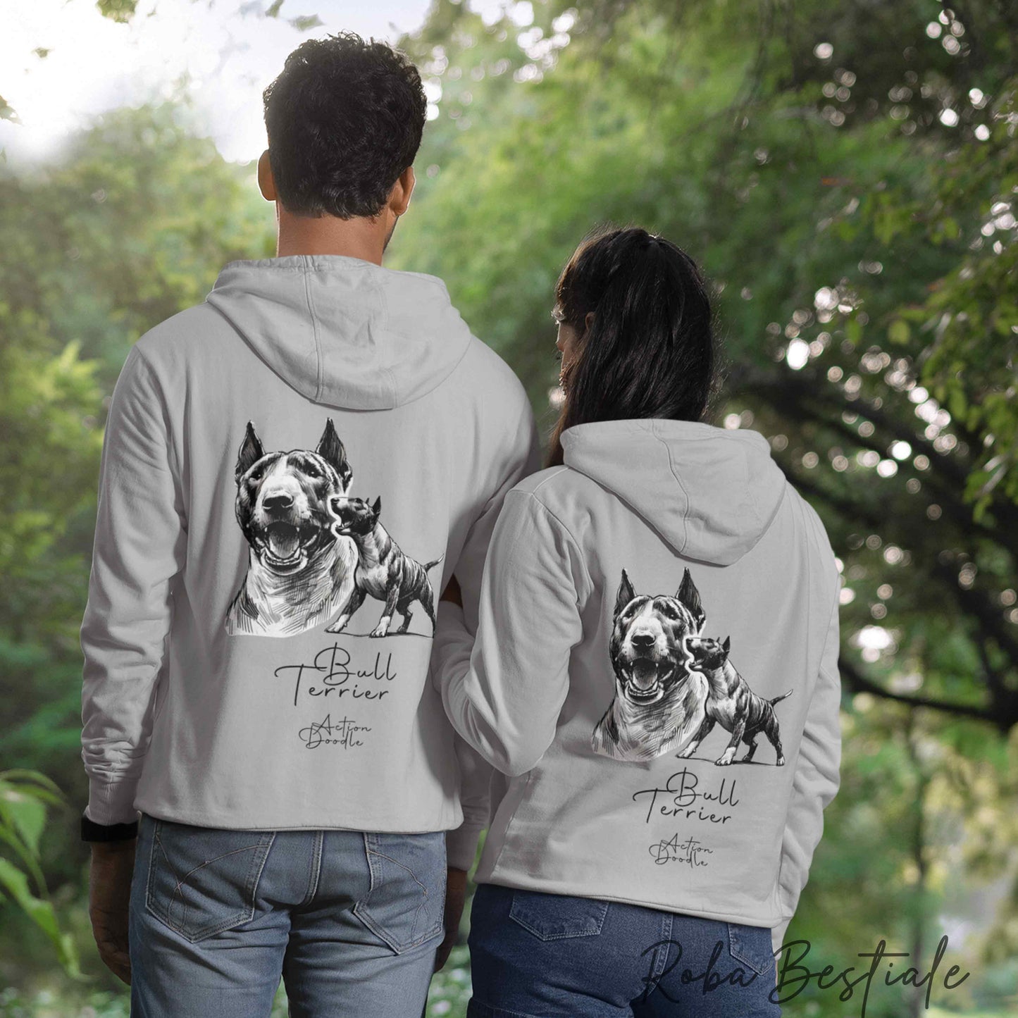 Felpa ACTION DOODLE - BULL TERRIER Tigrato 1 - Unisex - Grigia - dalla XS alla 3XL
