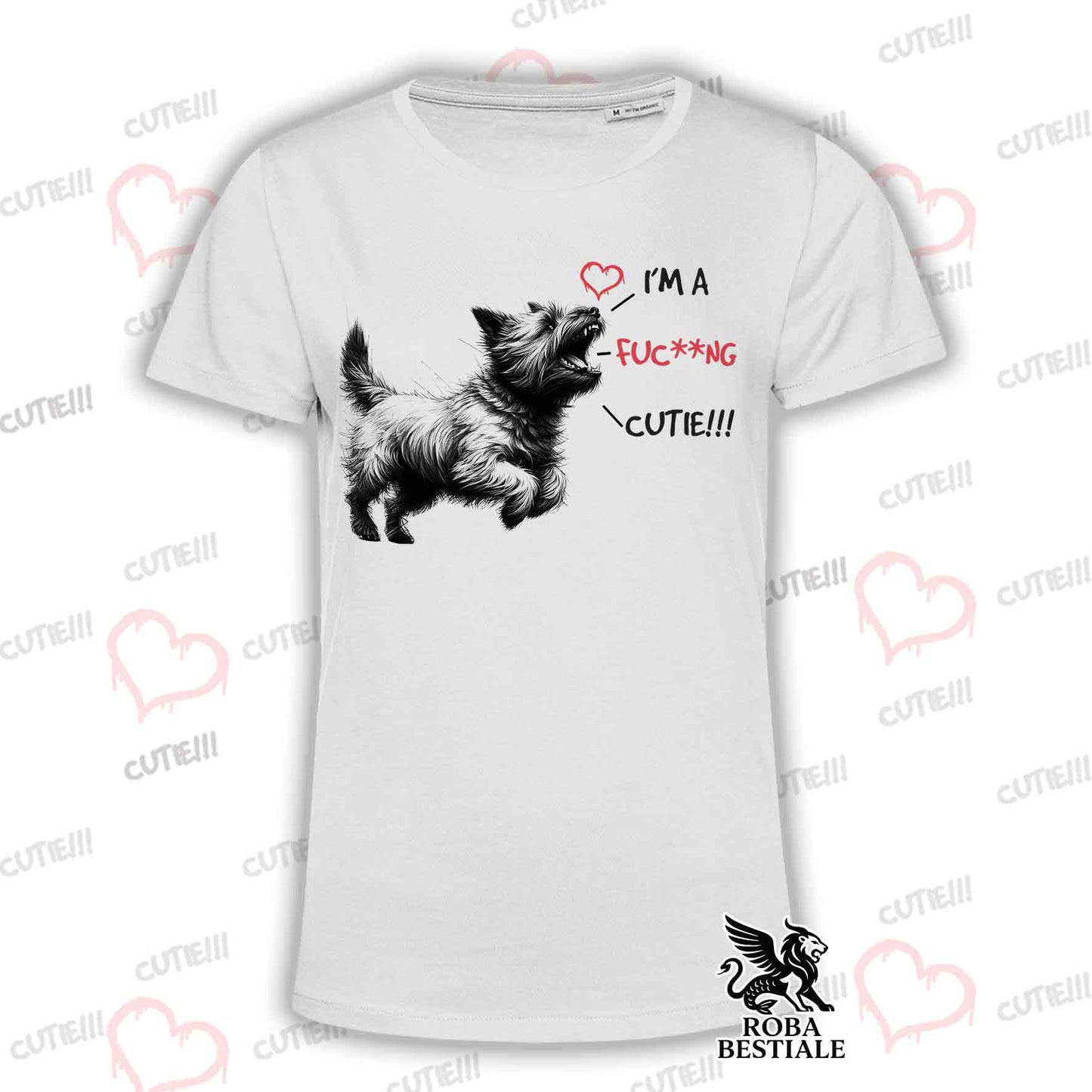 T-Shirt CUTIE - CAIRN TERRIER - Bianca o Beige, da Uomo o da Donna - dalla XS alla 5XL