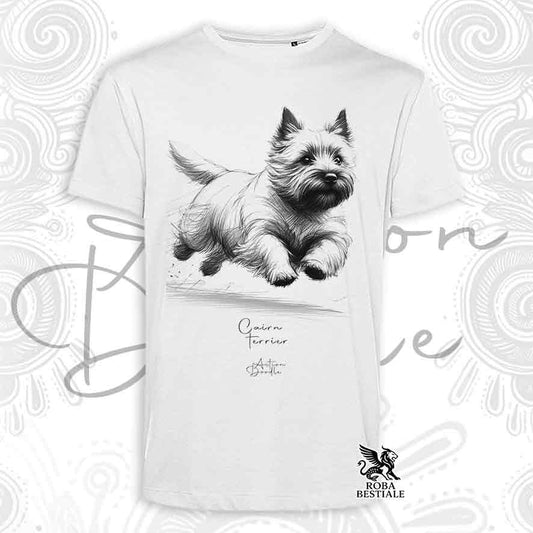 T-Shirt ACTION DOODLE - CAIRN TERRIER - Bianca o Beige, da Uomo o da Donna - dalla XS alla 5XL