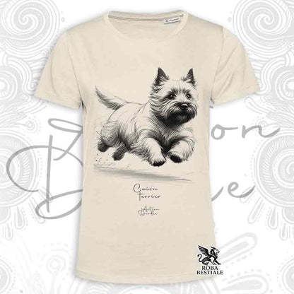 T-Shirt ACTION DOODLE - CAIRN TERRIER - Blanc ou Beige, pour Homme ou Femme - du XS au 5XL