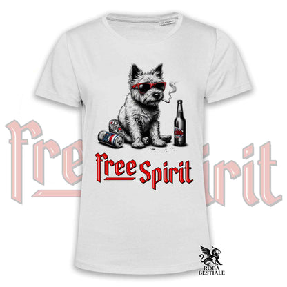 T-shirt FREE SPIRIT - CAIRN TERRIER Froment - Blanche ou Beige, pour Homme ou Femme - du XS au 5XL