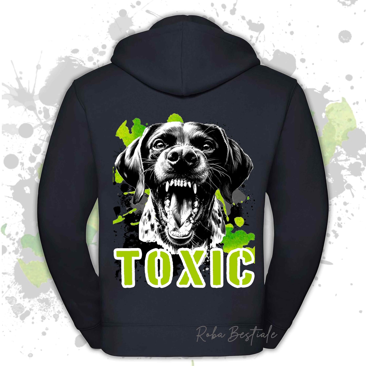Felpa TOXIC - CANE DA FERMA TEDESCO A PELO CORTO - KURZHAAR - Con Cappuccio e Full Zip, Uomo o Donna, in tanti colori - dalla XS alla 5XL