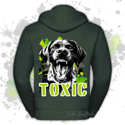 Felpa TOXIC - CANE DA FERMA TEDESCO A PELO CORTO - KURZHAAR - Con Cappuccio e Full Zip, Uomo o Donna, in tanti colori - dalla XS alla 5XL