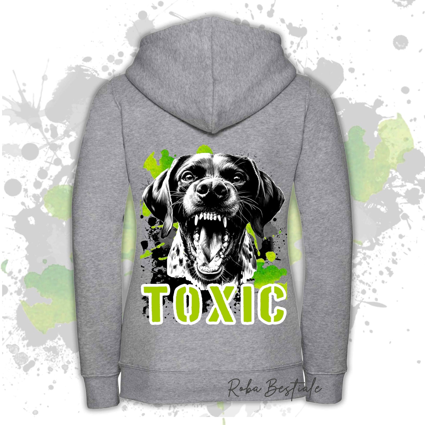 Felpa TOXIC - CANE DA FERMA TEDESCO A PELO CORTO - KURZHAAR - Con Cappuccio e Full Zip, Uomo o Donna, in tanti colori - dalla XS alla 5XL