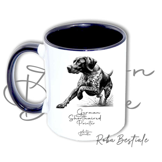 Tazza ACTION DOODLE - CANE DA FERMA TEDESCO A PELO CORTO - KURZHAAR 1 - In Ceramica, con manico e interno colorati - 330 ml