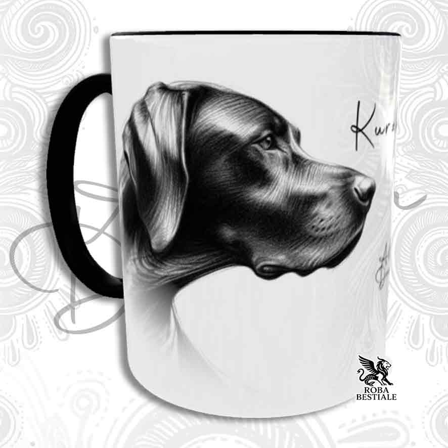 Tasse ACTION DOODLE - BRAQUE ALLEMAND à Poil Court "Kurzhaar" - En céramique, avec anse et intérieur colorés - 330 ml