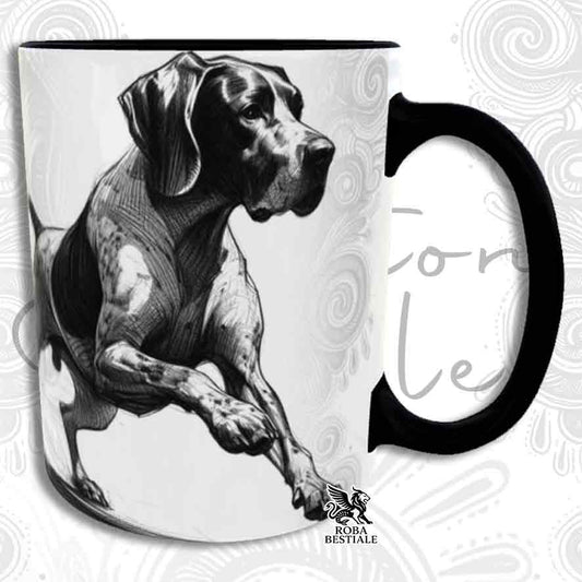 Tazza ACTION DOODLE - CANE DA FERMA TEDESCO a Pelo Corto "Kurzhaar" - In Ceramica, con manico e interno colorato - 330 ml