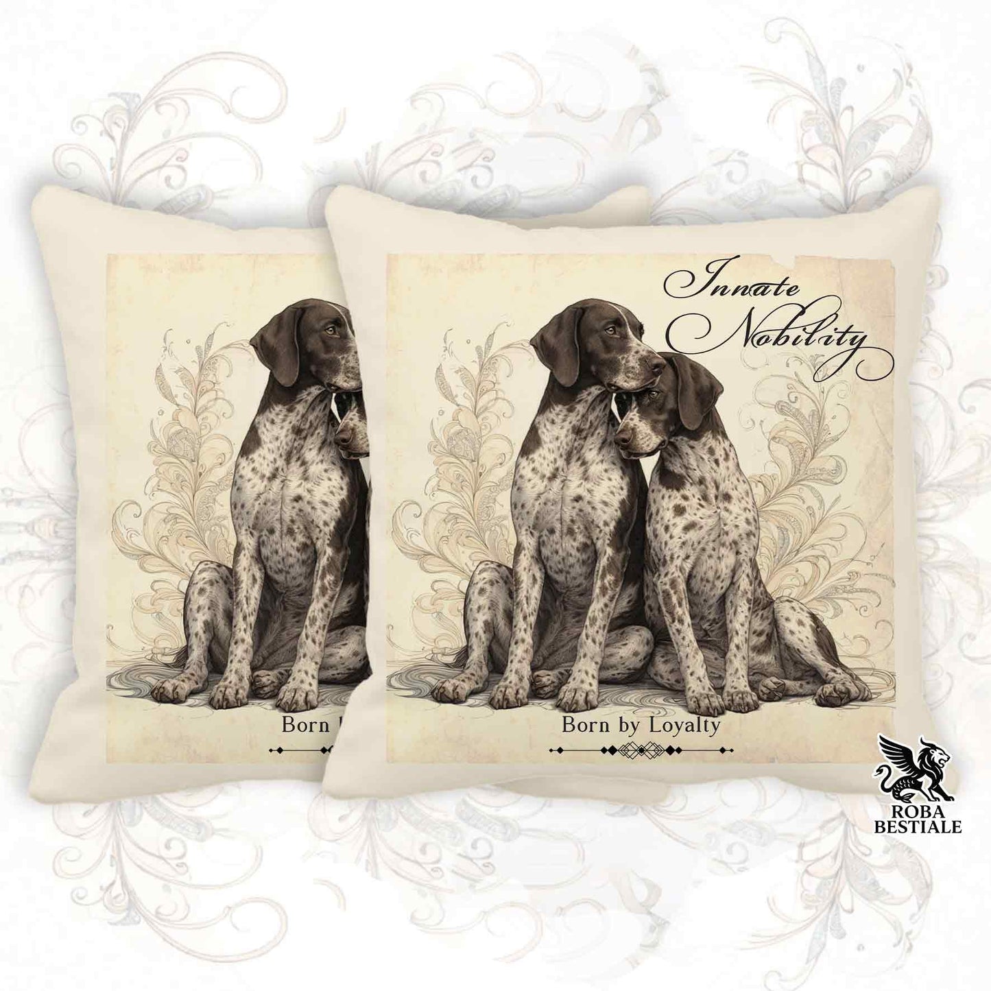 Cuscino NOBILITY - CANE DA FERMA TEDESCO a Pelo Corto Roano Marrone - 100% Tela di Cotone - 40x40 cm