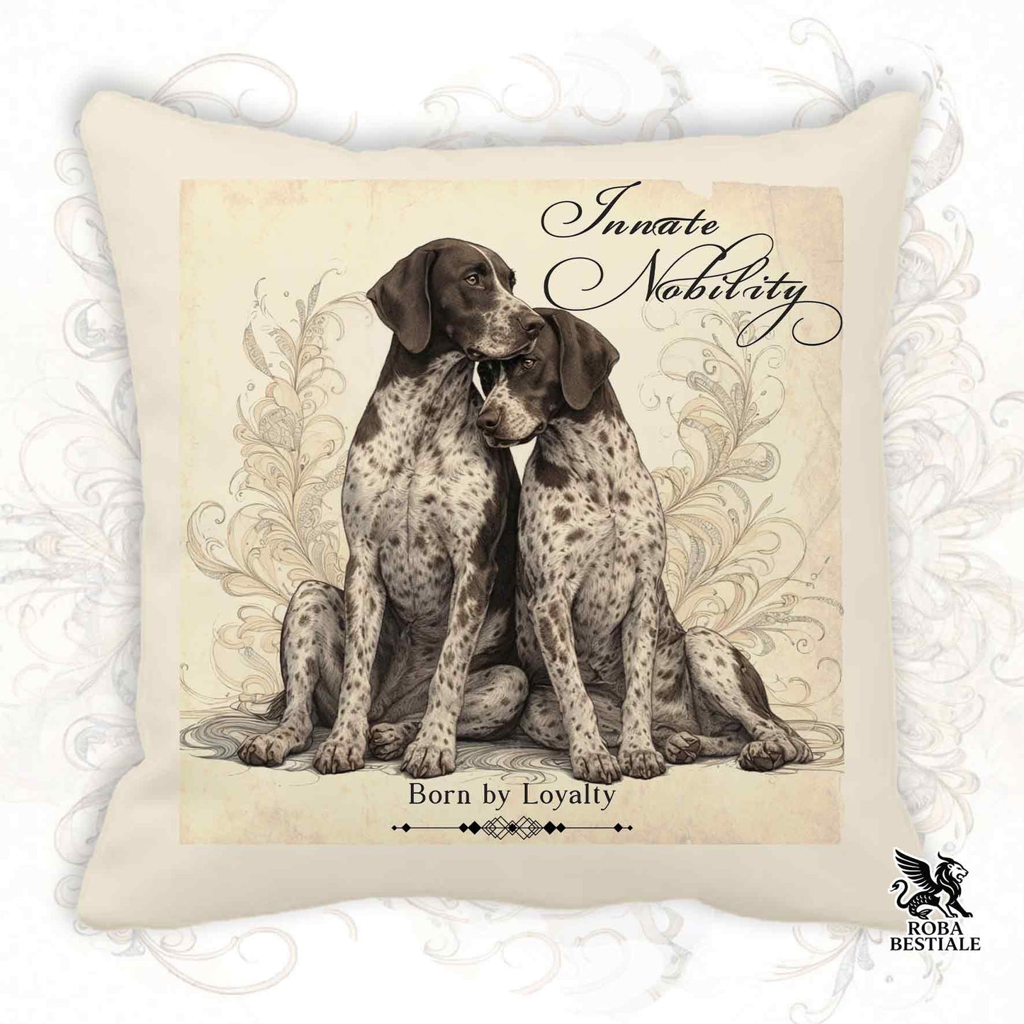 Cuscino NOBILITY - CANE DA FERMA TEDESCO a Pelo Corto Roano Marrone - 100% Tela di Cotone - 40x40 cm