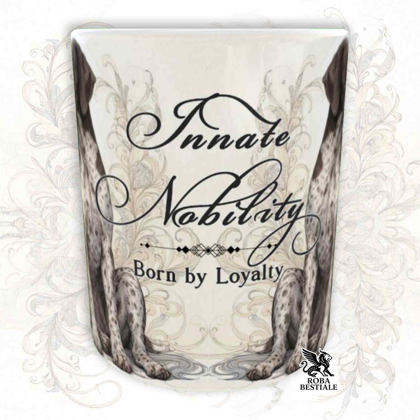 Tazza NOBILITY - CANE DA FERMA TEDESCO a Pelo Corto Roano Marrone - Manico ORO - 330 ml - in Ceramica