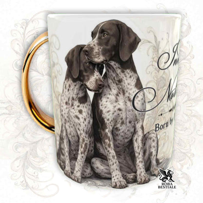 Tazza NOBILITY - CANE DA FERMA TEDESCO a Pelo Corto Roano Marrone - Manico ORO - 330 ml - in Ceramica