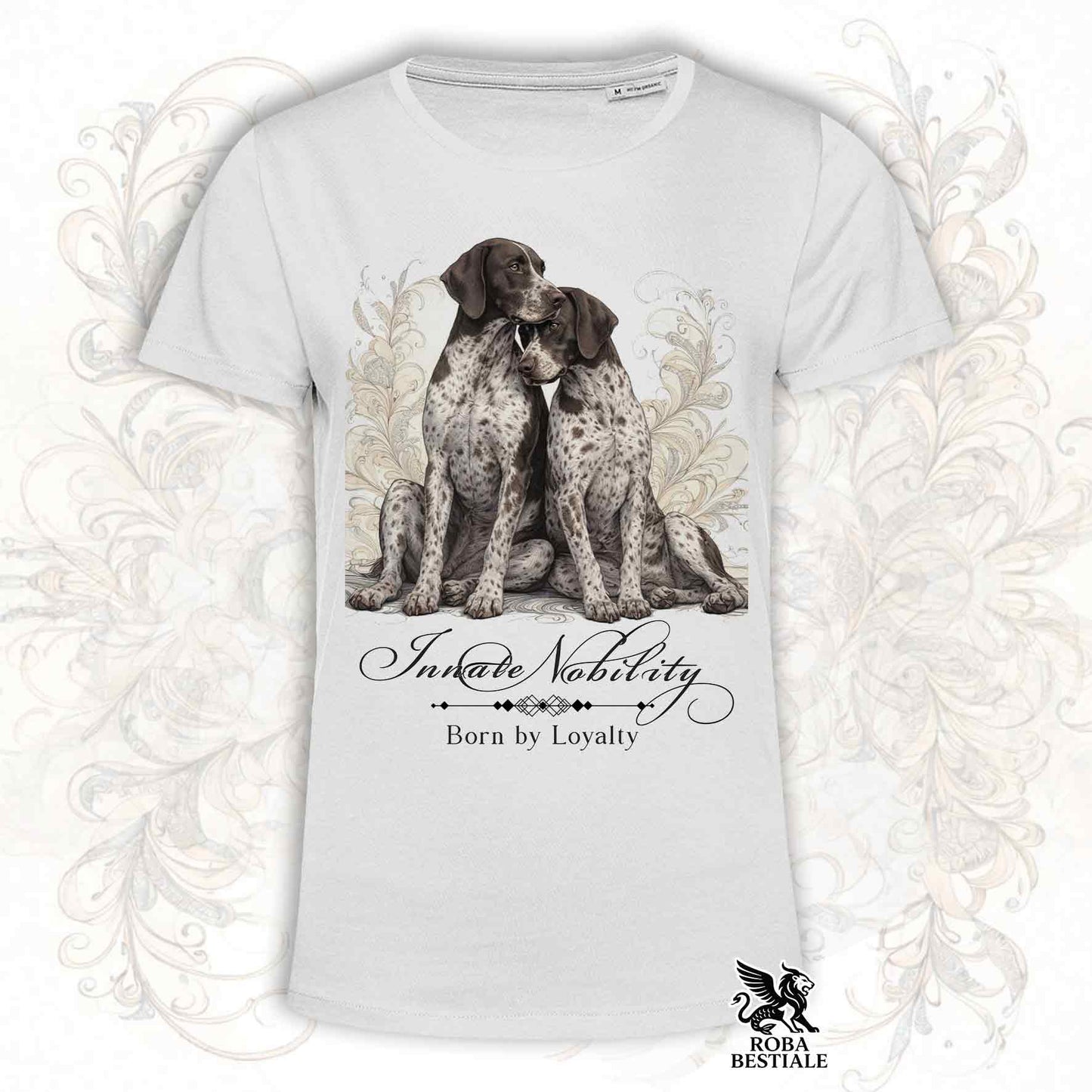T-Shirt NOBILITY - CANE DA FERMA TEDESCO a Pelo Corto Roano Marrone - Bianca o Beige, da Uomo o da Donna - dalla XS alla 5XL