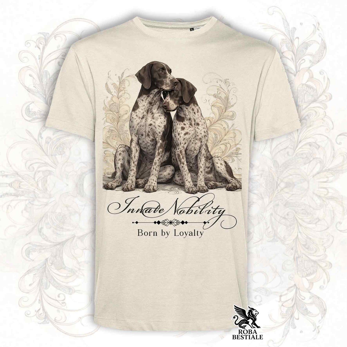 T-Shirt NOBILITY - CANE DA FERMA TEDESCO a Pelo Corto Roano Marrone - Bianca o Beige, da Uomo o da Donna - dalla XS alla 5XL