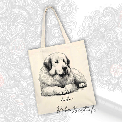 Shopper DOODLE Elegance - CANE DA MONTAGNA DEI PIRENEI - Diversi colori disponibili, 100% Cotone