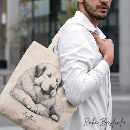 Shopper DOODLE Elegance - CANE DA MONTAGNA DEI PIRENEI - Diversi colori disponibili, 100% Cotone